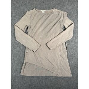 Prairie Underground Hemp Organic Cotton Side Tie Tunic Top Womens Medium Brown